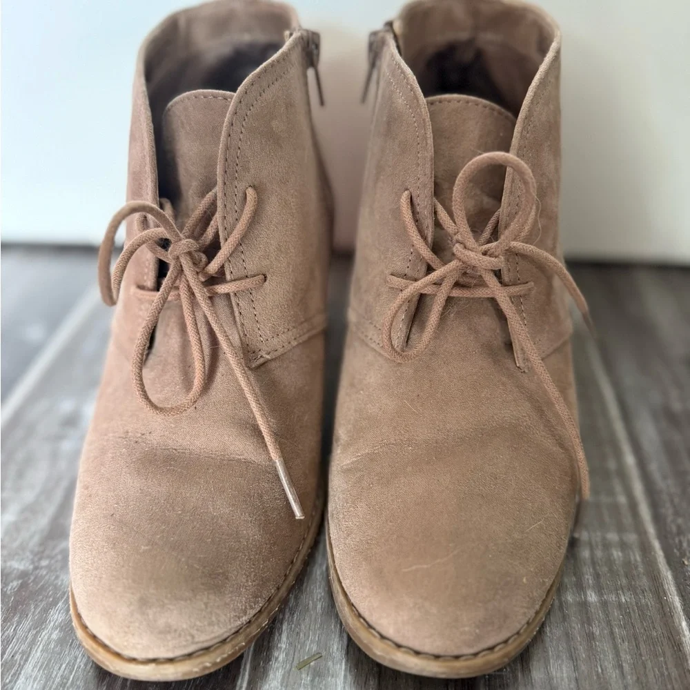 Universal Thread Tan Vegan Suede Ankle Wedge Boots - Picture 2 of 8